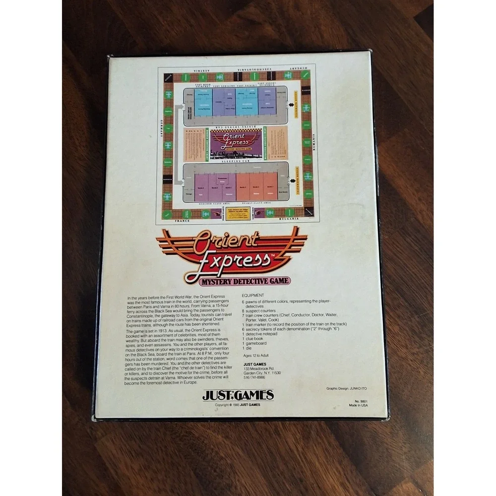 Vintage Orient Express Mystery Detective Game By Just Games 1985. OPEN BOX